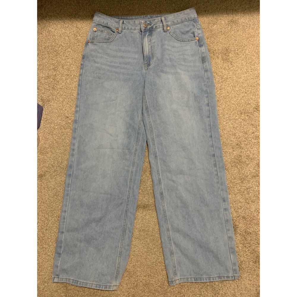 MYOURSA Light Blue Wide Leg Jeans High Waisted Baggy Denim Pants MYJ614 Size M